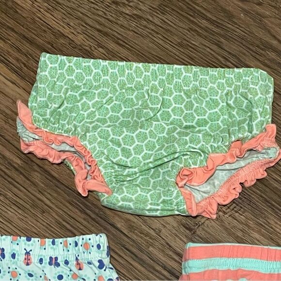 Matilda Jane 3 pairs of Diaper Cover Bloomers Coral Peach Blue Green 6-12 months - Picture 3 of 13